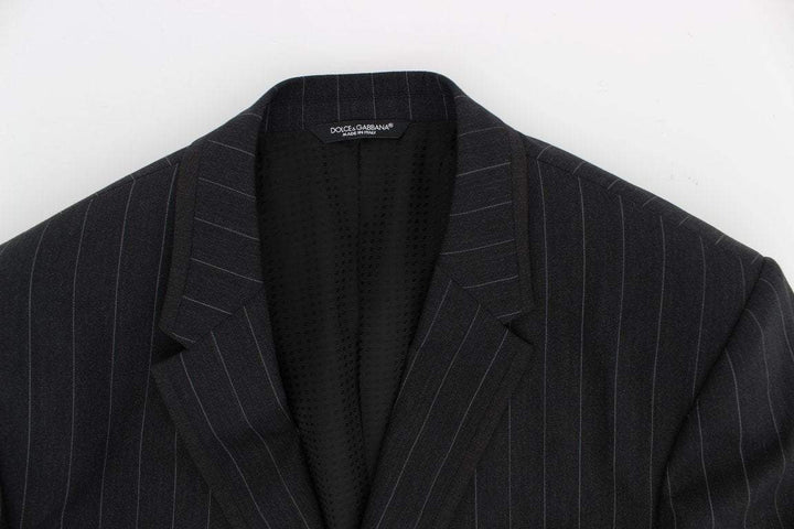 Dolce & Gabbana  Gray Striped Slim Fit Wool Blazer #men, Blazers - Men - Clothing, Brand_Dolce & Gabbana, Catch, Dolce & Gabbana, feed-agegroup-adult, feed-color-gray, feed-gender-male, feed-size-IT50 | L, Gender_Men, Gray, IT50 | L, Kogan at SEYMAYKA