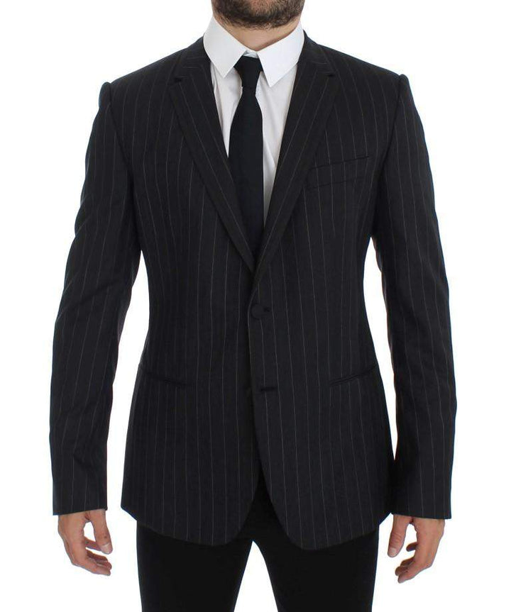 Dolce & Gabbana  Gray Striped Slim Fit Wool Blazer #men, Blazers - Men - Clothing, Brand_Dolce & Gabbana, Catch, Dolce & Gabbana, feed-agegroup-adult, feed-color-gray, feed-gender-male, feed-size-IT50 | L, Gender_Men, Gray, IT50 | L, Kogan at SEYMAYKA