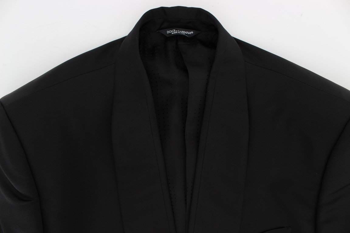 Dolce & Gabbana  Black Silk Slim One Button Blazer #men, Black, Blazers - Men - Clothing, Brand_Dolce & Gabbana, Catch, Dolce & Gabbana, feed-agegroup-adult, feed-color-black, feed-gender-male, feed-size-IT52 | XL, Gender_Men, IT52 | XL, Kogan at SEYMAYKA