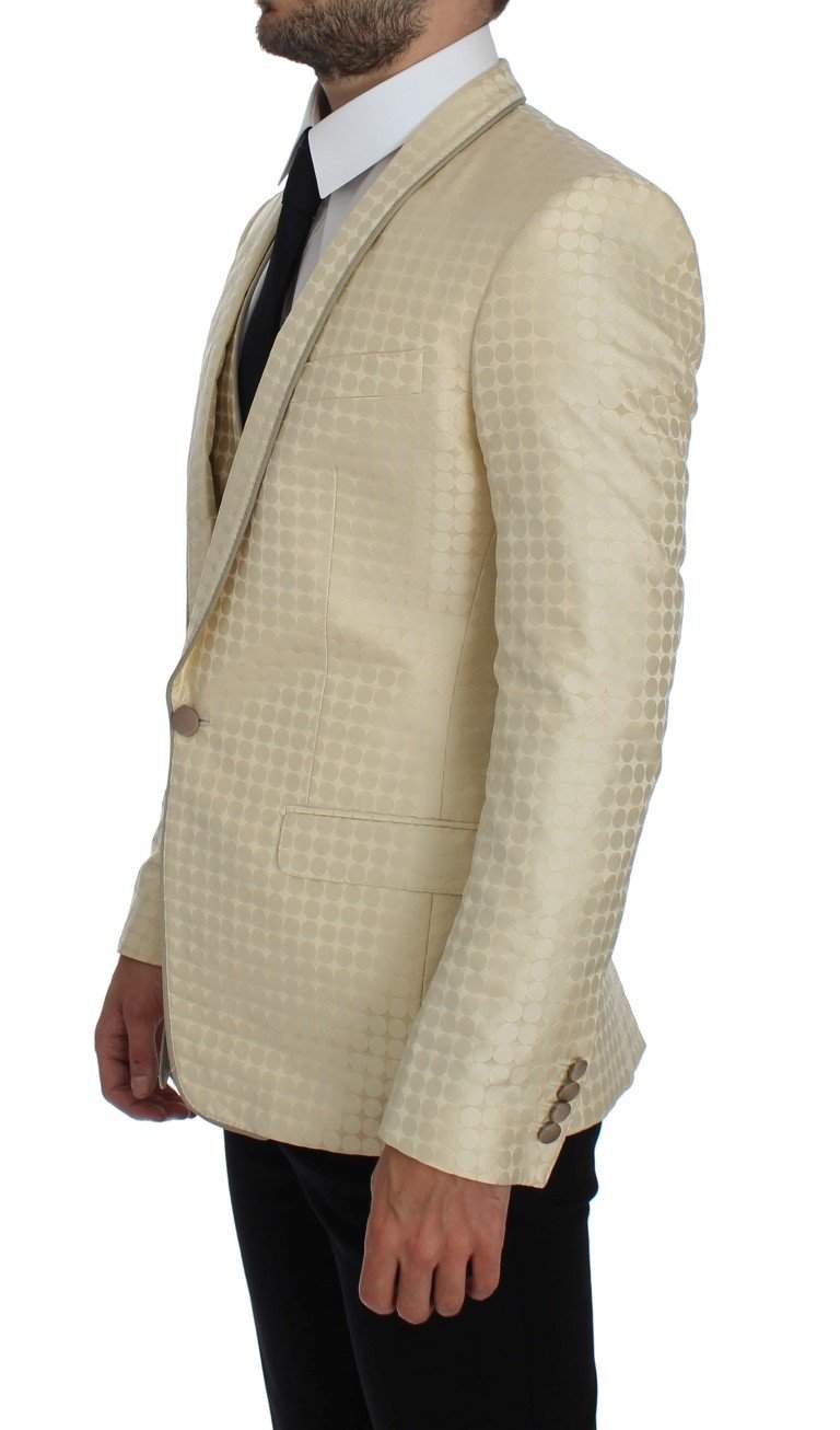 Dolce & Gabbana Beige Polka Dot Silk 2 Piece Blazer #men, Beige, Blazers - Men - Clothing, Brand_Dolce & Gabbana, Catch, Dolce & Gabbana, feed-agegroup-adult, feed-color-beige, feed-gender-male, feed-size-IT44 | XS, Gender_Men, IT44 | XS, Kogan at SEYMAYKA