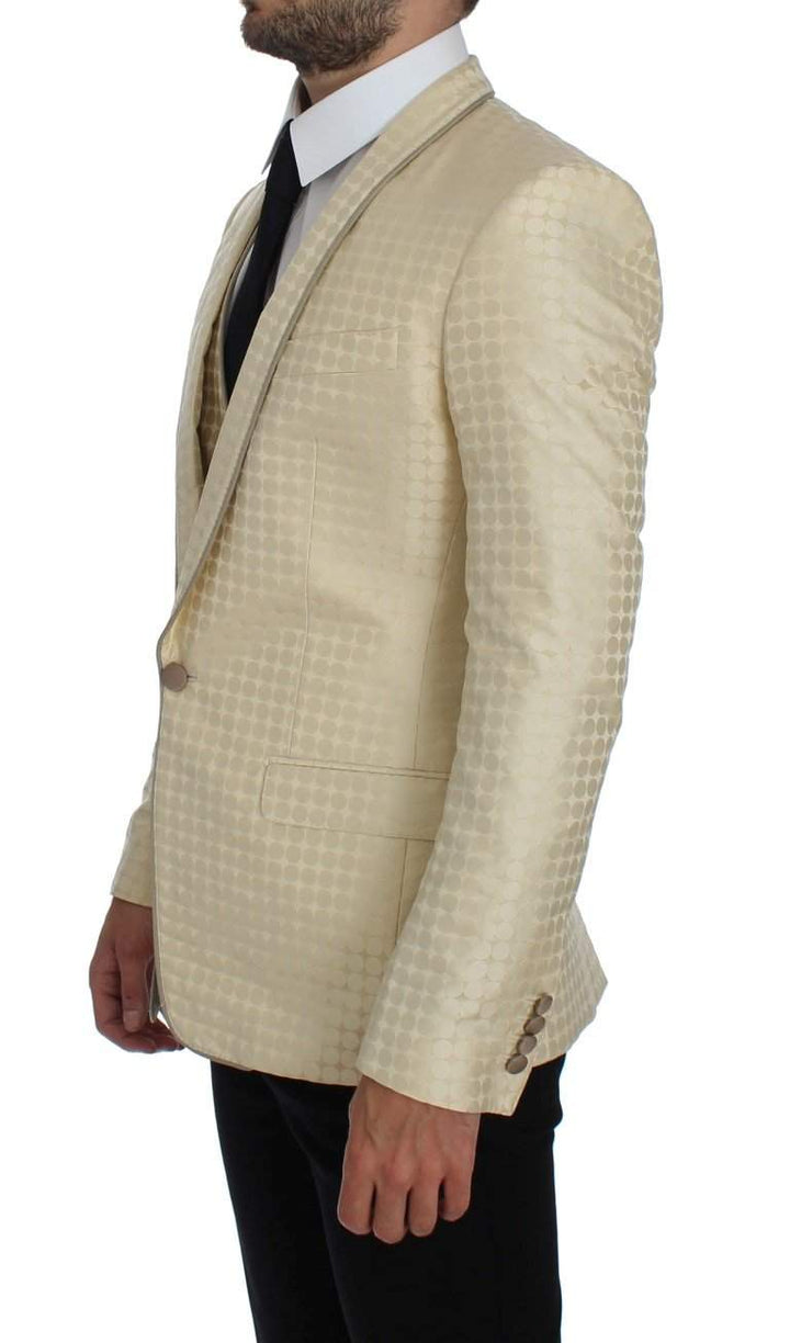 Dolce & Gabbana Beige Polka Dot Silk 2 Piece Blazer #men, Beige, Blazers - Men - Clothing, Brand_Dolce & Gabbana, Catch, Dolce & Gabbana, feed-agegroup-adult, feed-color-beige, feed-gender-male, feed-size-IT44 | XS, Gender_Men, IT44 | XS, Kogan at SEYMAYKA