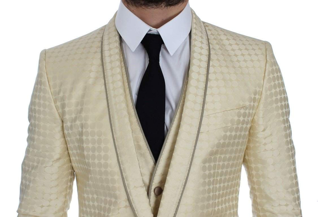 Dolce & Gabbana Beige Polka Dot Silk 2 Piece Blazer #men, Beige, Blazers - Men - Clothing, Brand_Dolce & Gabbana, Catch, Dolce & Gabbana, feed-agegroup-adult, feed-color-beige, feed-gender-male, feed-size-IT44 | XS, Gender_Men, IT44 | XS, Kogan at SEYMAYKA