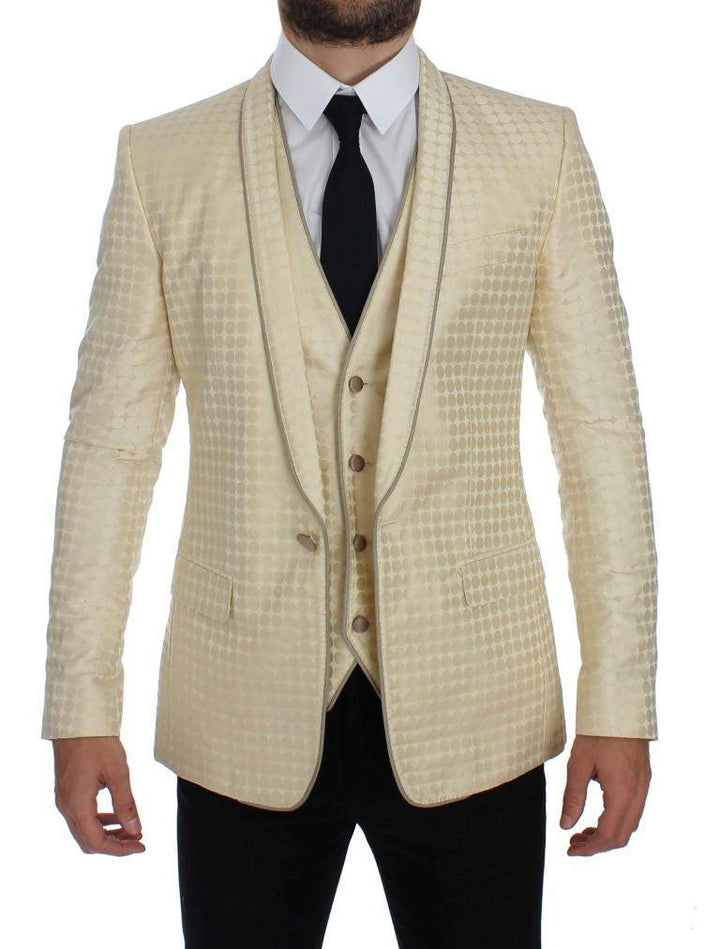 Dolce & Gabbana Beige Polka Dot Silk 2 Piece Blazer #men, Beige, Blazers - Men - Clothing, Brand_Dolce & Gabbana, Catch, Dolce & Gabbana, feed-agegroup-adult, feed-color-beige, feed-gender-male, feed-size-IT44 | XS, Gender_Men, IT44 | XS, Kogan at SEYMAYKA