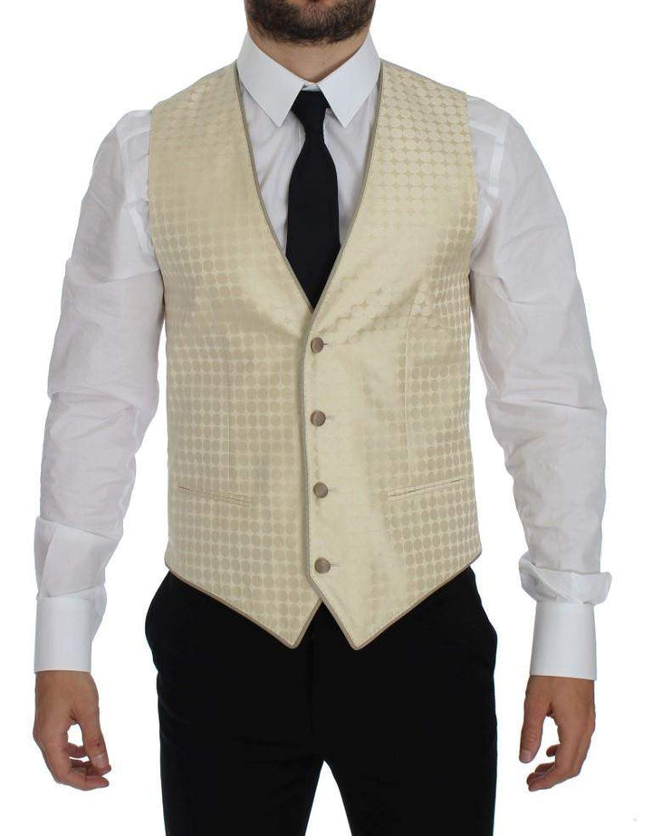 Dolce & Gabbana Beige Polka Dot Silk 2 Piece Blazer #men, Beige, Blazers - Men - Clothing, Brand_Dolce & Gabbana, Catch, Dolce & Gabbana, feed-agegroup-adult, feed-color-beige, feed-gender-male, feed-size-IT44 | XS, Gender_Men, IT44 | XS, Kogan at SEYMAYKA