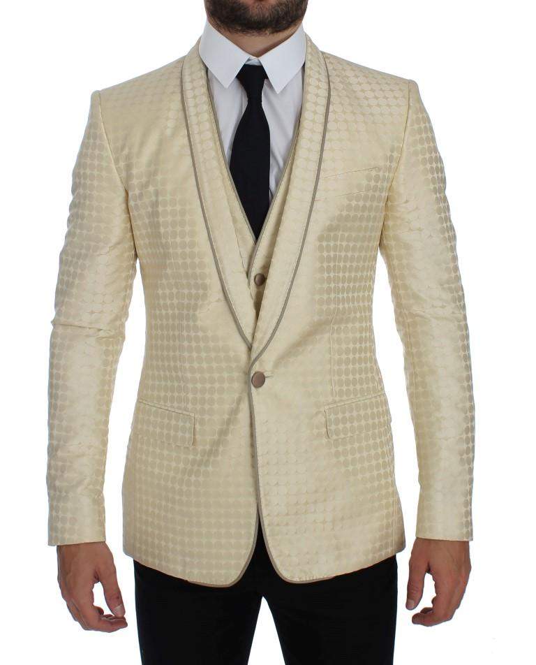 Dolce & Gabbana Beige Polka Dot Silk 2 Piece Blazer #men, Beige, Blazers - Men - Clothing, Brand_Dolce & Gabbana, Catch, Dolce & Gabbana, feed-agegroup-adult, feed-color-beige, feed-gender-male, feed-size-IT44 | XS, Gender_Men, IT44 | XS, Kogan at SEYMAYKA