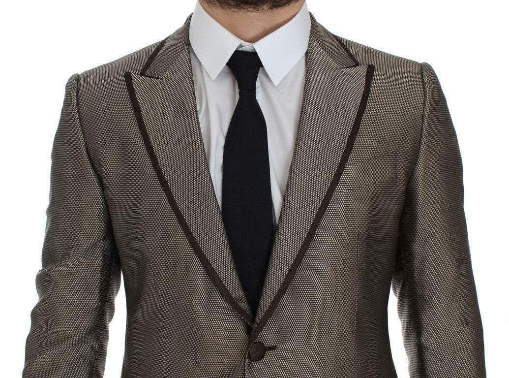 Dolce & Gabbana  Brown Slim Fit Silk Two Button Blazer #men, Blazers - Men - Clothing, Brand_Dolce & Gabbana, Brown, Catch, Dolce & Gabbana, feed-agegroup-adult, feed-color-brown, feed-gender-male, feed-size-IT44 | XS, feed-size-IT48 | M, Gender_Men, IT44 | XS, Kogan at SEYMAYKA