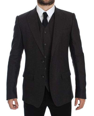 Dolce & Gabbana Gray Slim Fit Linen Blazer Jacket #men, Blazers - Men - Clothing, Dolce & Gabbana, feed-agegroup-adult, feed-color-Gray, feed-gender-male, feed-size-IT48 | M, feed-size-IT52 | XL, Gray, IT48 | M, IT52 | XL at SEYMAYKA