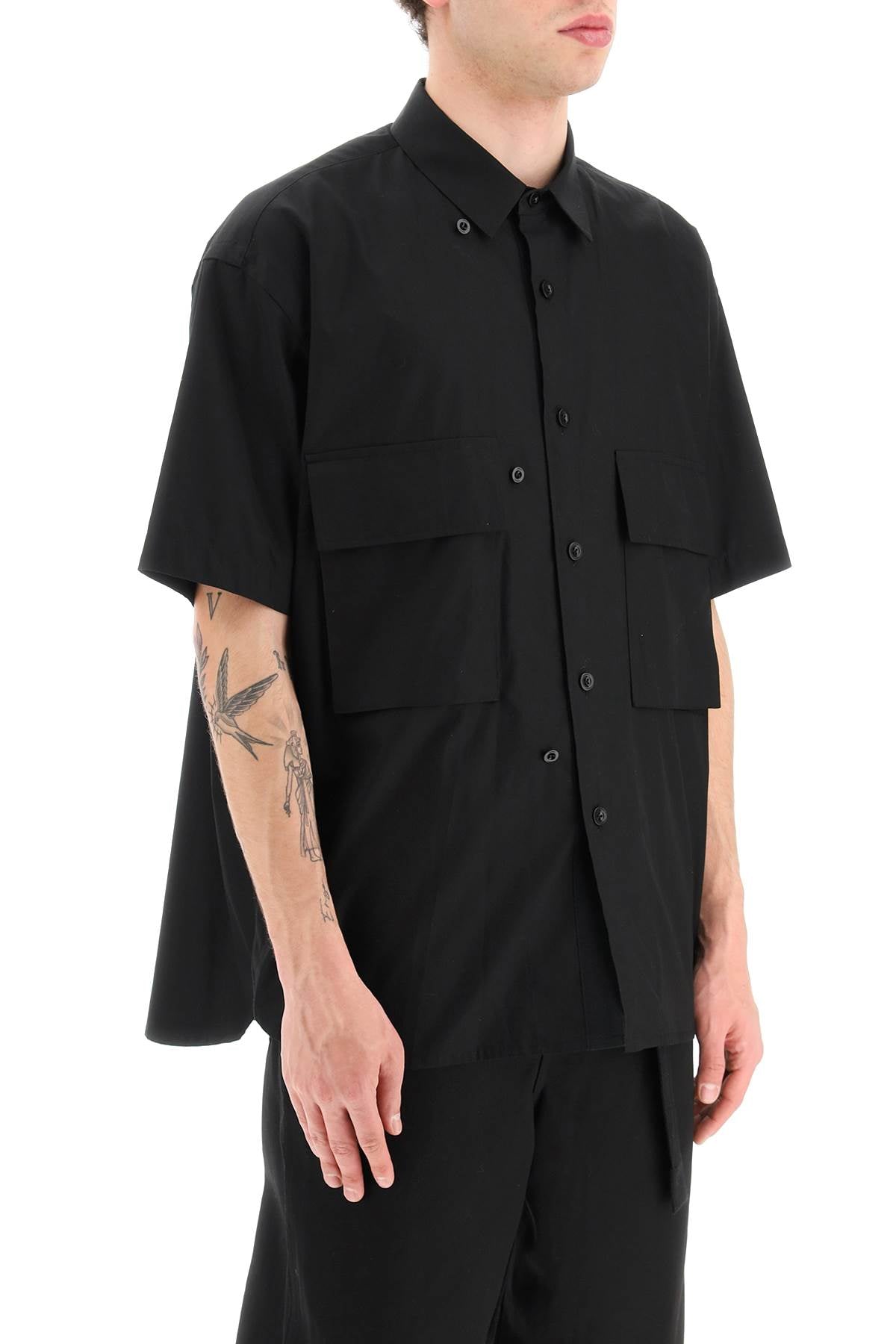 Sacai short-sleeved poplin shirt-1