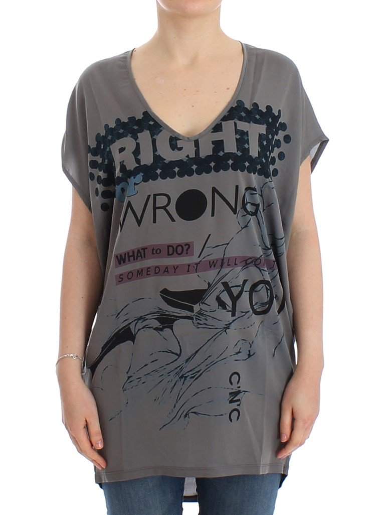 COSTUME NATIONAL C’N’C   V-Neck Long T-Shirt #women, Catch, Costume National, feed-agegroup-adult, feed-color-gray, feed-gender-female, feed-size-M, Gender_Women, Gray, Kogan, M, Tops & T-Shirts - Women - Clothing at SEYMAYKA