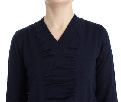 COSTUME NATIONAL C’N’C  Dark  V-Neck Wool Sweater #women, Blue, Catch, Costume National, feed-agegroup-adult, feed-color-blue, feed-gender-female, feed-size-S, feed-size-XS, Gender_Women, Kogan, S, Sweaters - Women - Clothing, XS at SEYMAYKA
