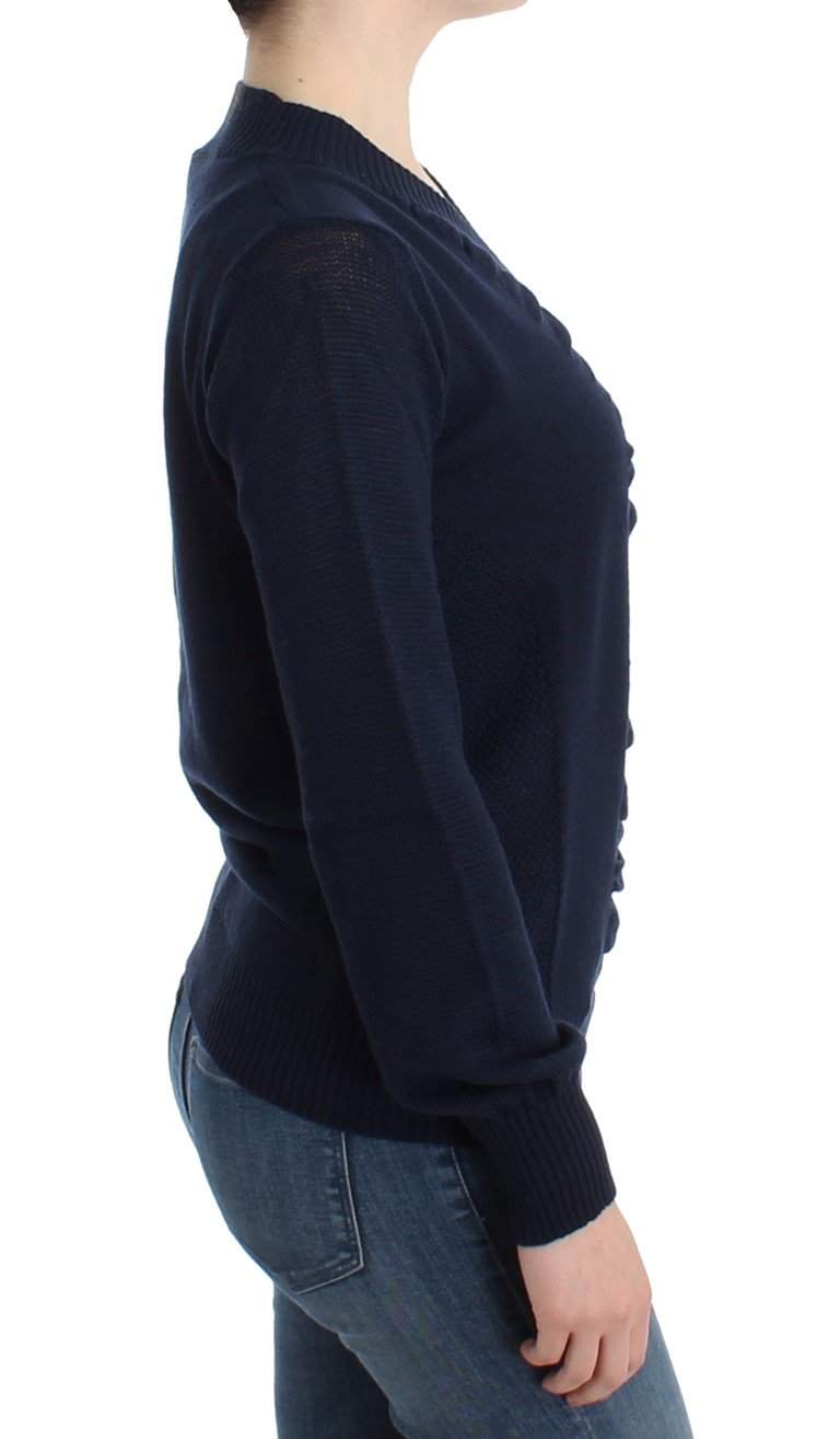 COSTUME NATIONAL C’N’C  Dark  V-Neck Wool Sweater #women, Blue, Catch, Costume National, feed-agegroup-adult, feed-color-blue, feed-gender-female, feed-size-S, feed-size-XS, Gender_Women, Kogan, S, Sweaters - Women - Clothing, XS at SEYMAYKA