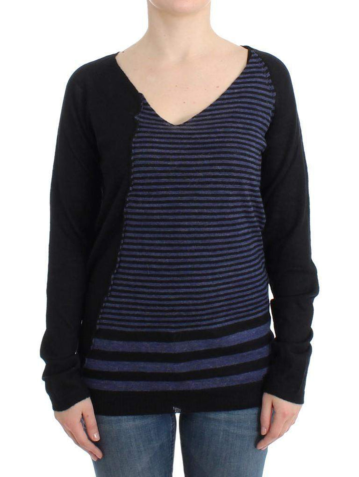 COSTUME NATIONAL C’N’C  Striped V-Neck Sweater #women, Black, Catch, Costume National, feed-agegroup-adult, feed-color-black, feed-gender-female, feed-size-M, Gender_Women, Kogan, M, Sweaters - Women - Clothing at SEYMAYKA