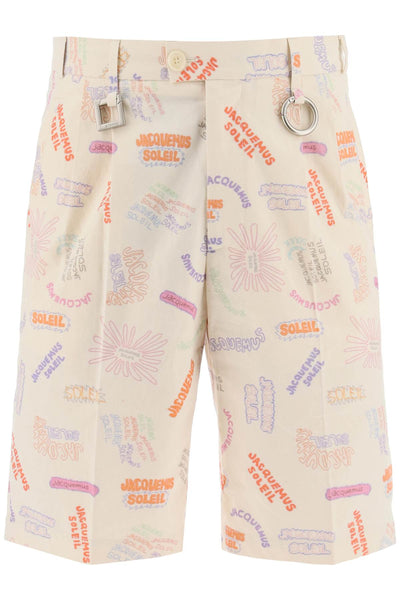 Jacquemus all-over logo lettering shorts-0