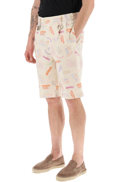 Jacquemus all-over logo lettering shorts-3