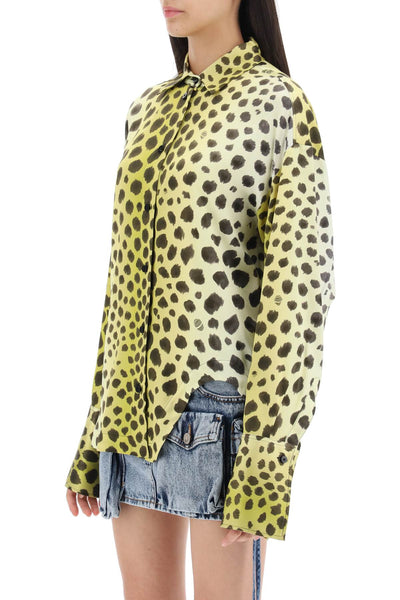 The attico eliza cheetah print satin shirt-3