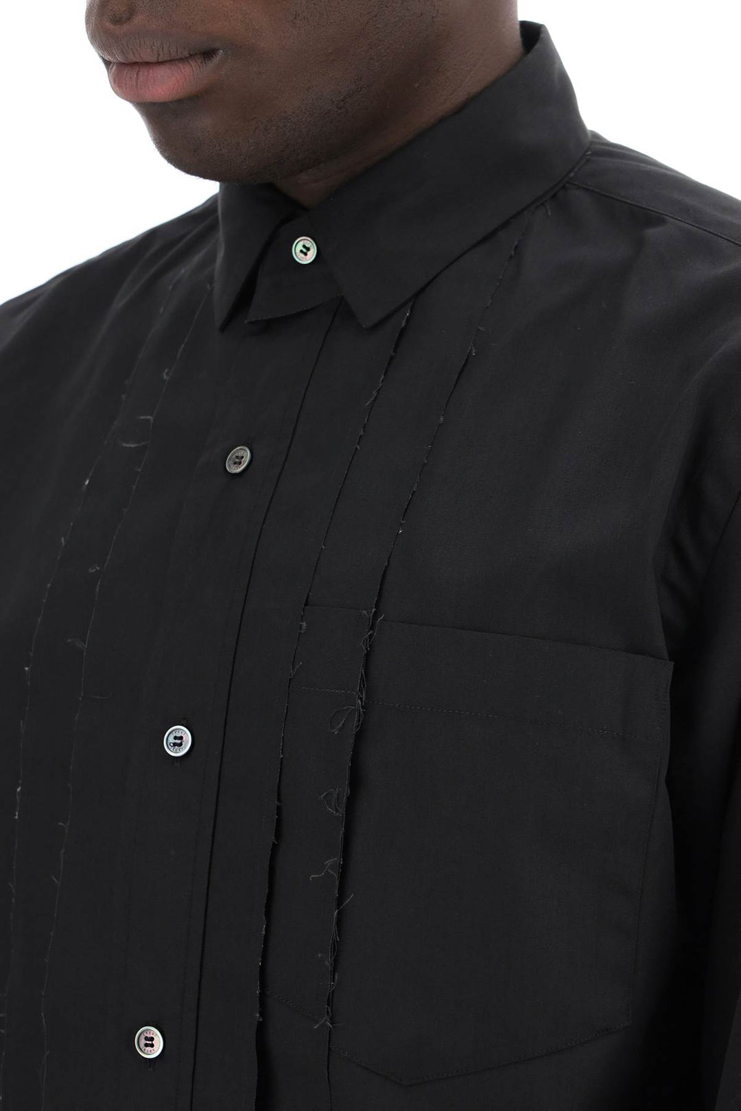 Sacai layered poplin effect shirt with-3