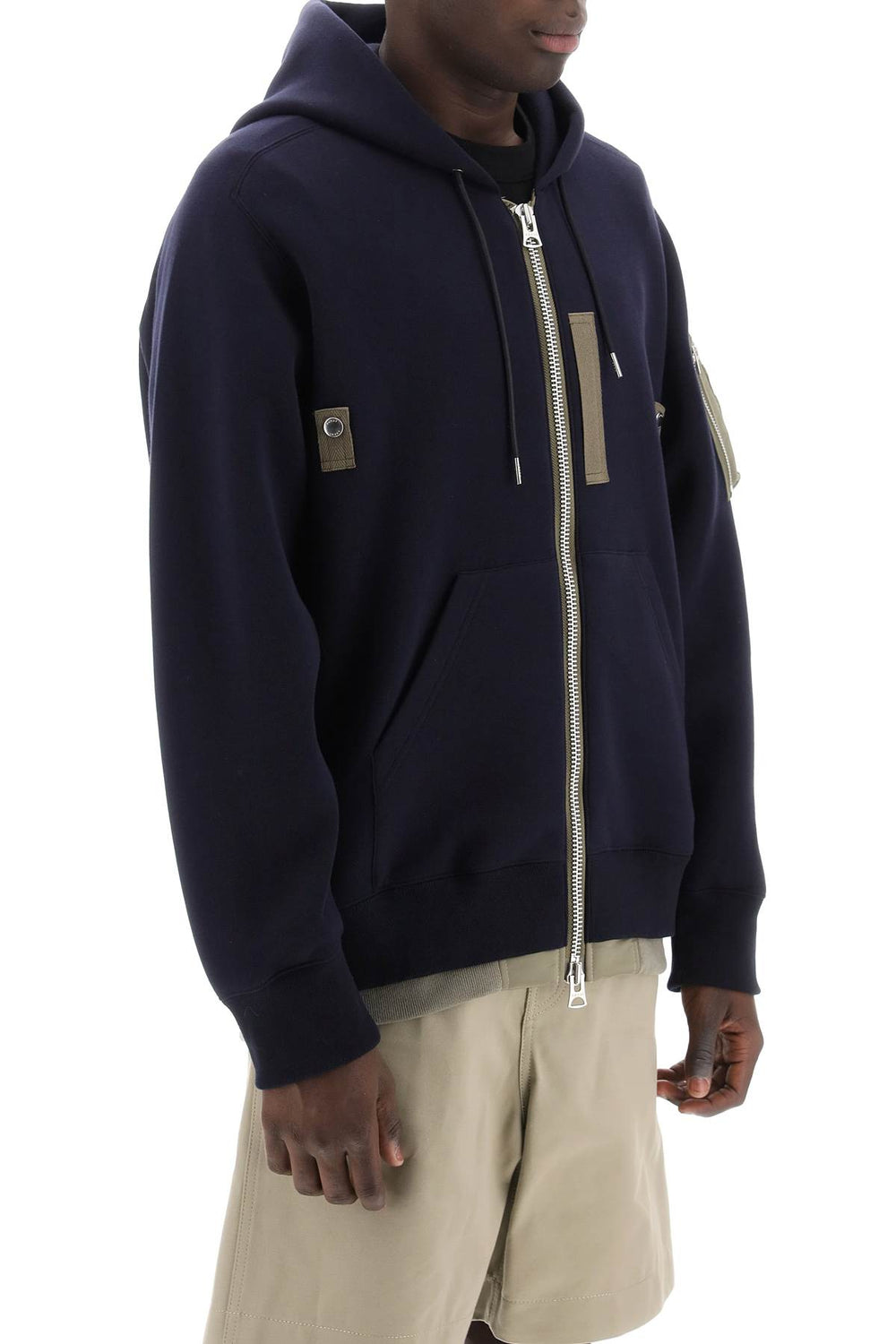 Sacai full zip hoodie with contrast trims-1