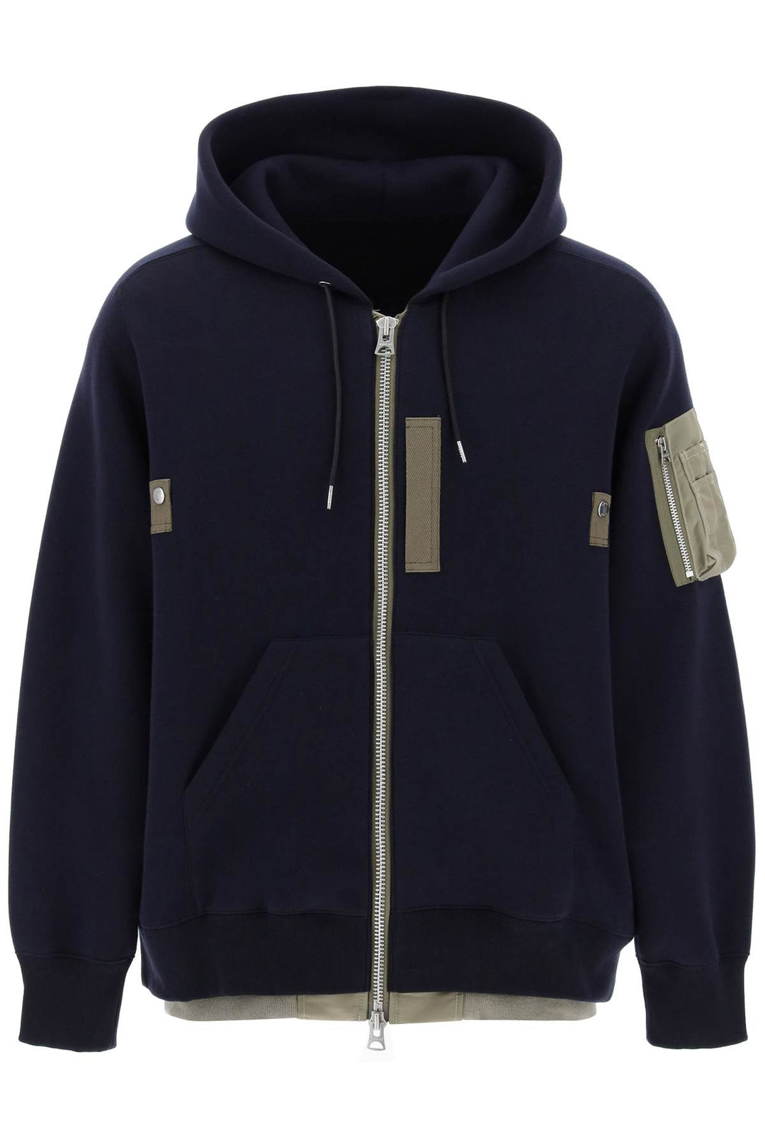 Sacai full zip hoodie with contrast trims-0