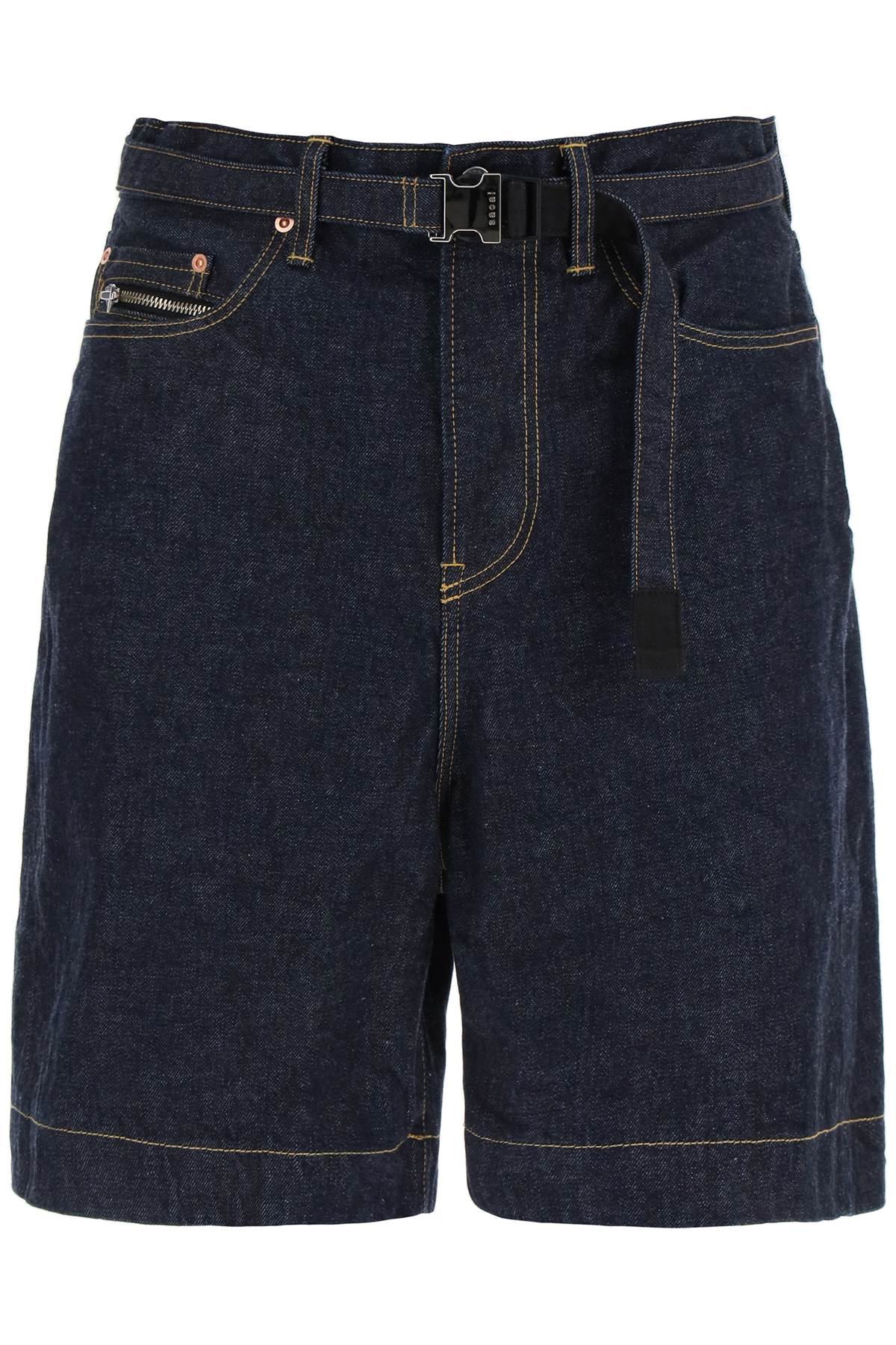 Sacai denim bermuda shorts with removable belt-0