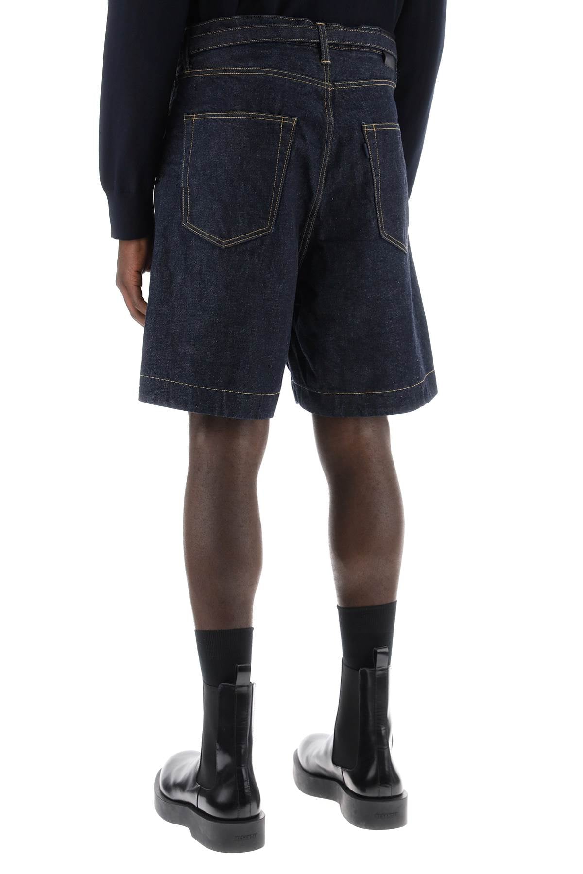 Sacai denim bermuda shorts with removable belt-2