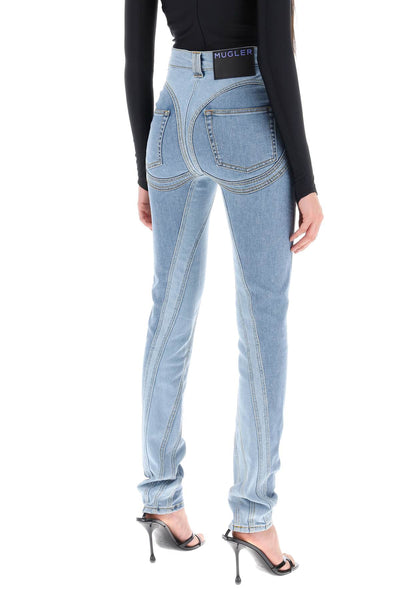Mugler spiral two-tone skinny jeans-2