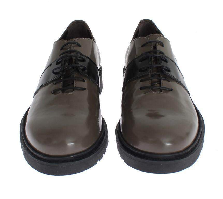 Leather Laceups Shoes #women, AI_, Catch, Category_Shoes, EU36.5/US6, EU36/US5.5, feed-agegroup-adult, feed-color-gray, feed-gender-female, feed-size-US5.5, feed-size-US6, Flat Shoes - Women - Shoes, Gender_Women, Gray, Kogan at SEYMAYKA