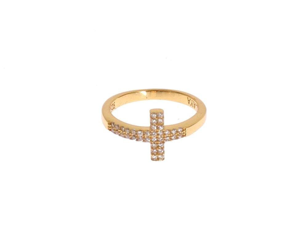 Nialaya Clear CZ Cross Gold 925 Ring EU54 | US7, feed-1, Gold, Nialaya, Rings - Women - Jewelry at SEYMAYKA