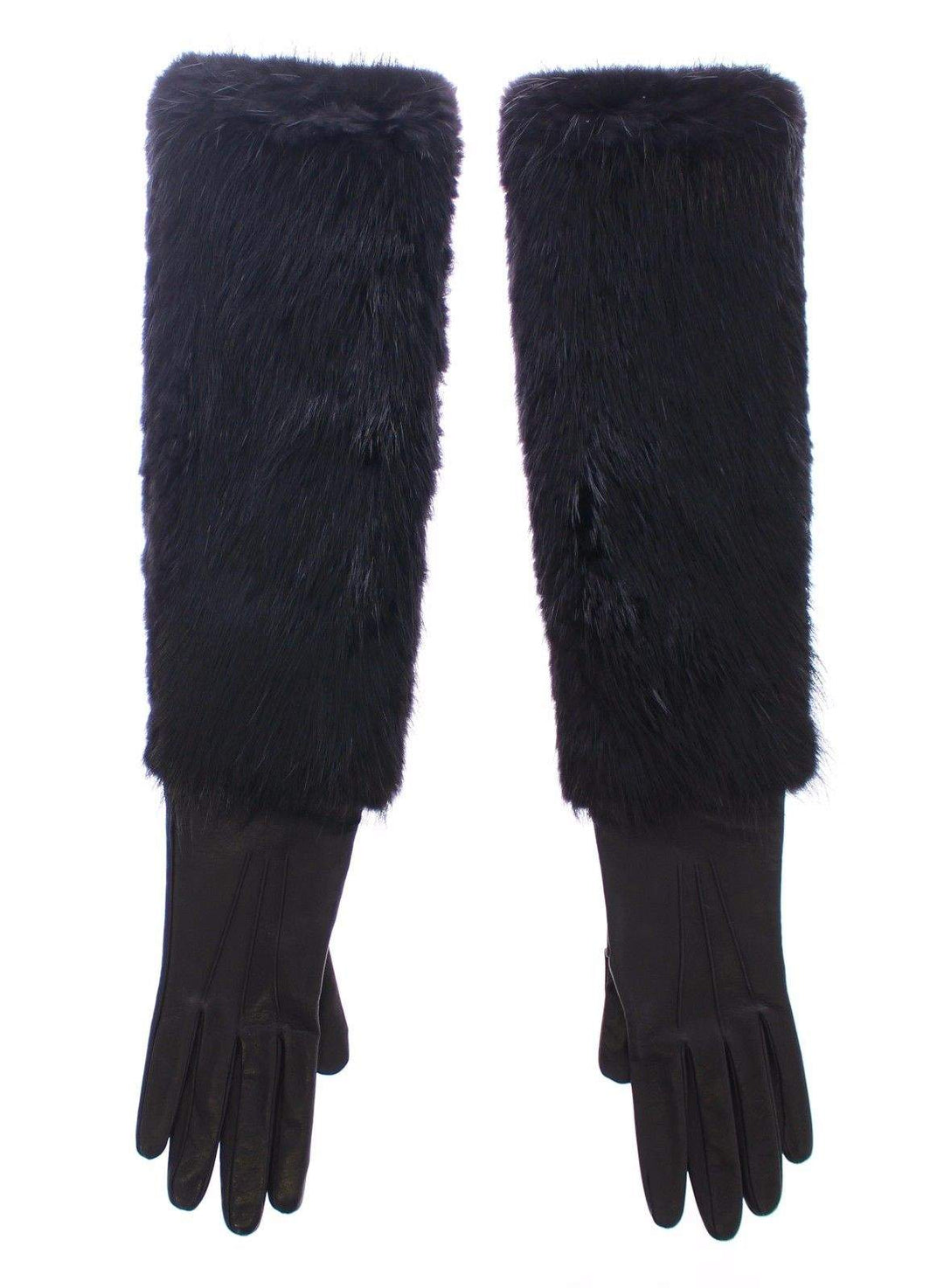 Dolce & Gabbana Black Beaver Fur Lambskin Leather Elbow Gloves #women, 8 | M, Black, Brand_Dolce & Gabbana, Catch, Dolce & Gabbana, feed-agegroup-adult, feed-color-black, feed-gender-female, feed-size-7.5 | M, Gender_Women, Gloves - Women - Accessories, Kogan at SEYMAYKA