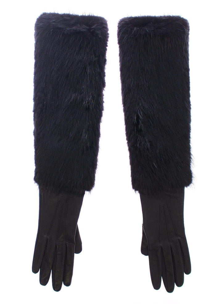Dolce & Gabbana Black Beaver Fur Lambskin Leather Elbow Gloves #women, 8 | M, Black, Brand_Dolce & Gabbana, Catch, Dolce & Gabbana, feed-agegroup-adult, feed-color-black, feed-gender-female, feed-size-7.5 | M, Gender_Women, Gloves - Women - Accessories, Kogan at SEYMAYKA