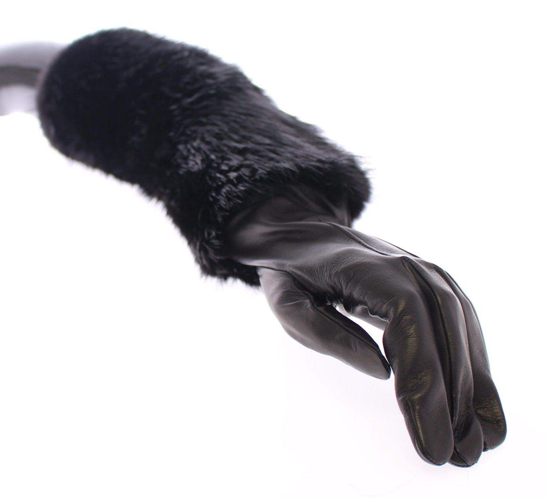 Dolce & Gabbana Black Beaver Fur Lambskin Leather Elbow Gloves #women, 8 | M, Black, Brand_Dolce & Gabbana, Catch, Dolce & Gabbana, feed-agegroup-adult, feed-color-black, feed-gender-female, feed-size-7.5 | M, Gender_Women, Gloves - Women - Accessories, Kogan at SEYMAYKA