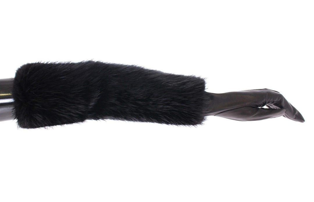 Dolce & Gabbana Black Beaver Fur Lambskin Leather Elbow Gloves #women, 8 | M, Black, Brand_Dolce & Gabbana, Catch, Dolce & Gabbana, feed-agegroup-adult, feed-color-black, feed-gender-female, feed-size-7.5 | M, Gender_Women, Gloves - Women - Accessories, Kogan at SEYMAYKA