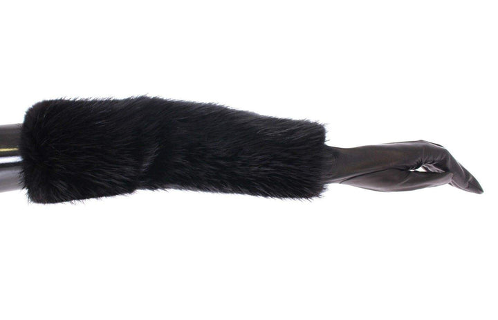 Dolce & Gabbana Black Beaver Fur Lambskin Leather Elbow Gloves #women, 8 | M, Black, Brand_Dolce & Gabbana, Catch, Dolce & Gabbana, feed-agegroup-adult, feed-color-black, feed-gender-female, feed-size-7.5 | M, Gender_Women, Gloves - Women - Accessories, Kogan at SEYMAYKA