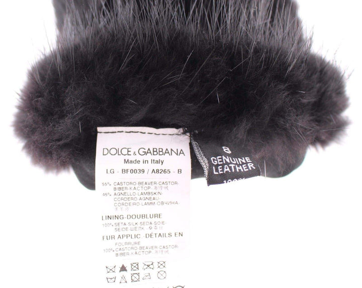 Dolce & Gabbana Black Beaver Fur Lambskin Leather Elbow Gloves #women, 8 | M, Black, Brand_Dolce & Gabbana, Catch, Dolce & Gabbana, feed-agegroup-adult, feed-color-black, feed-gender-female, feed-size-7.5 | M, Gender_Women, Gloves - Women - Accessories, Kogan at SEYMAYKA