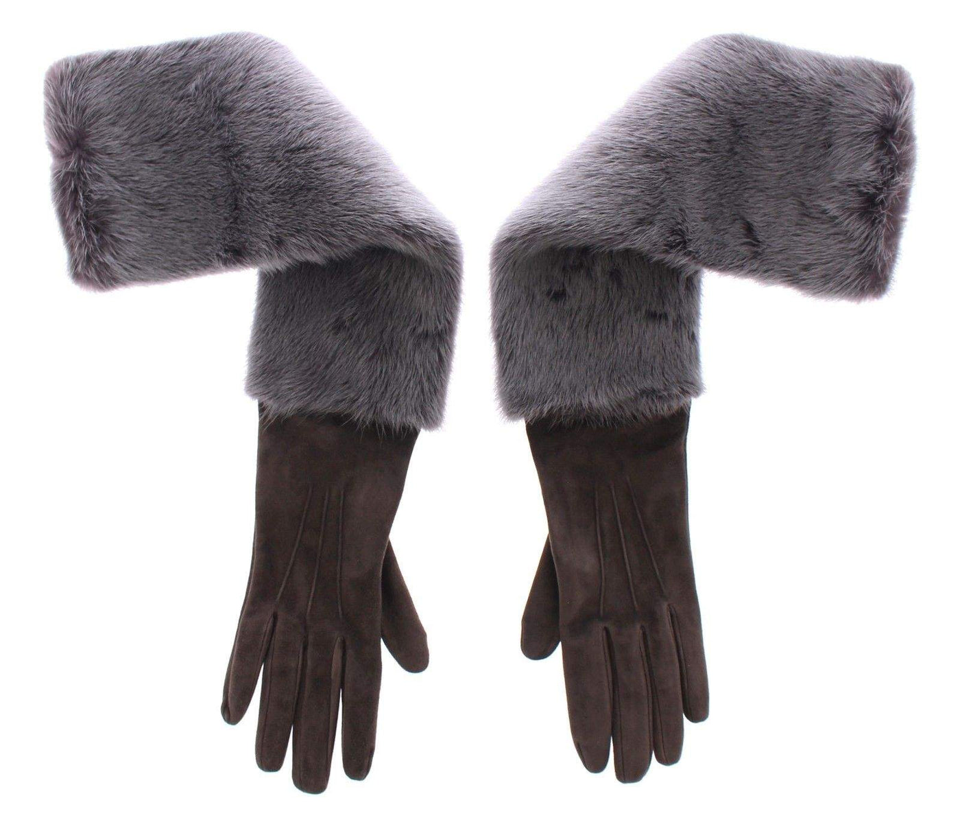 Dolce & Gabbana  Gray Mink Fur Lambskin Suede Leather Gloves #women, 7 | S, 7.5 | M, 8 | M, Brand_Dolce & Gabbana, Catch, Dolce & Gabbana, feed-agegroup-adult, feed-color-gray, feed-gender-female, feed-size-7 | S, feed-size-7.5 | M, feed-size-8 | M, Gender_Women, Gloves - Women - Accessories, Gray, Kogan at SEYMAYKA