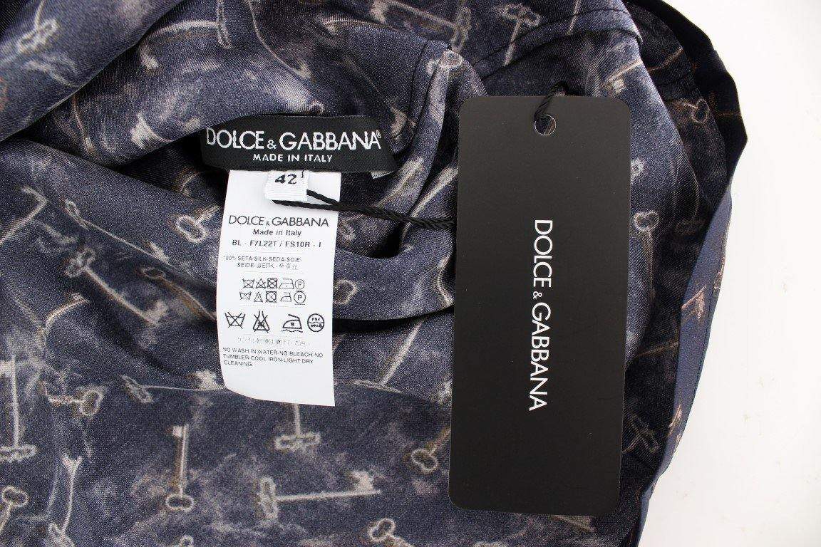 Dolce & Gabbana  Blue gold key print silk blouse #women, Blue, Brand_Dolce & Gabbana, Catch, Dolce & Gabbana, feed-agegroup-adult, feed-color-blue, feed-gender-female, feed-size-IT42|M, Gender_Women, IT42|M, Kogan, Tops & T-Shirts - Women - Clothing at SEYMAYKA