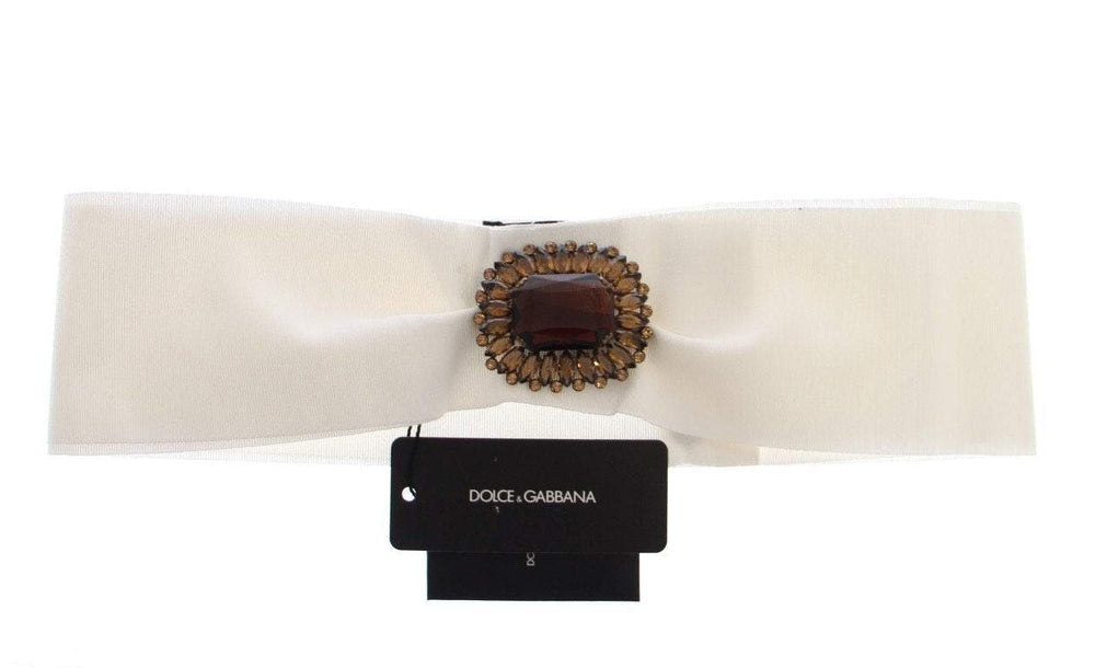 Dolce & Gabbana  White Crystal Brass Wide Waist Runway Belt #women, Belts - Women - Accessories, Brand_Dolce & Gabbana, Catch, Dolce & Gabbana, feed-agegroup-adult, feed-color-white, feed-gender-female, feed-size-IT44|L, feed-size-IT46|XL, Gender_Women, IT42|M, IT44|L, IT46|XL, Kogan, White at SEYMAYKA