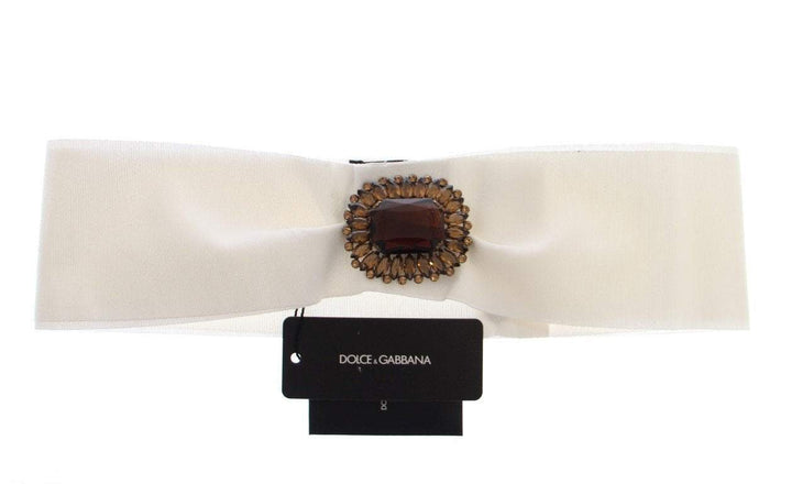 Dolce & Gabbana  White Crystal Brass Wide Waist Runway Belt #women, Belts - Women - Accessories, Brand_Dolce & Gabbana, Catch, Dolce & Gabbana, feed-agegroup-adult, feed-color-white, feed-gender-female, feed-size-IT44|L, feed-size-IT46|XL, Gender_Women, IT42|M, IT44|L, IT46|XL, Kogan, White at SEYMAYKA