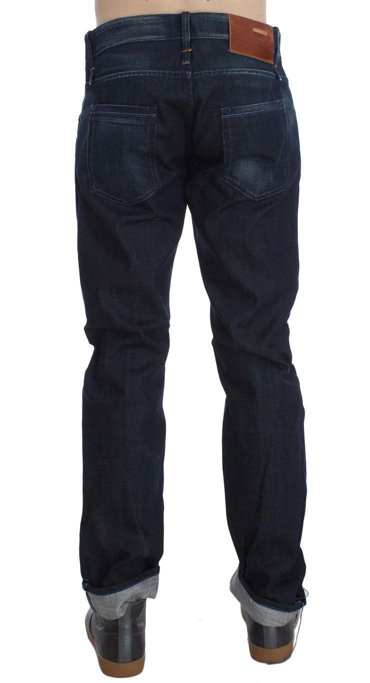 SEYMAYKA Blue Wash Cotton Regular Straight Fit Jeans #men, Blue, feed-agegroup-adult, feed-color-Blue, feed-gender-male, Jeans & Pants - Men - Clothing, W34 at SEYMAYKA