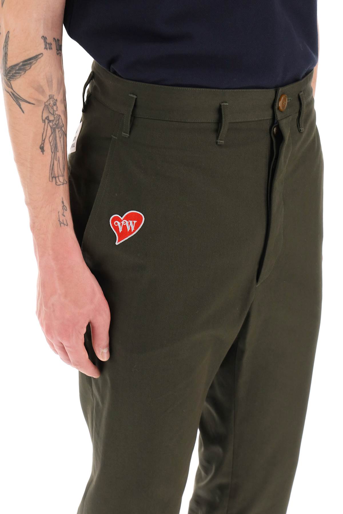 Vivienne westwood cropped cruise pants featuring embroidered heart-shaped logo-3