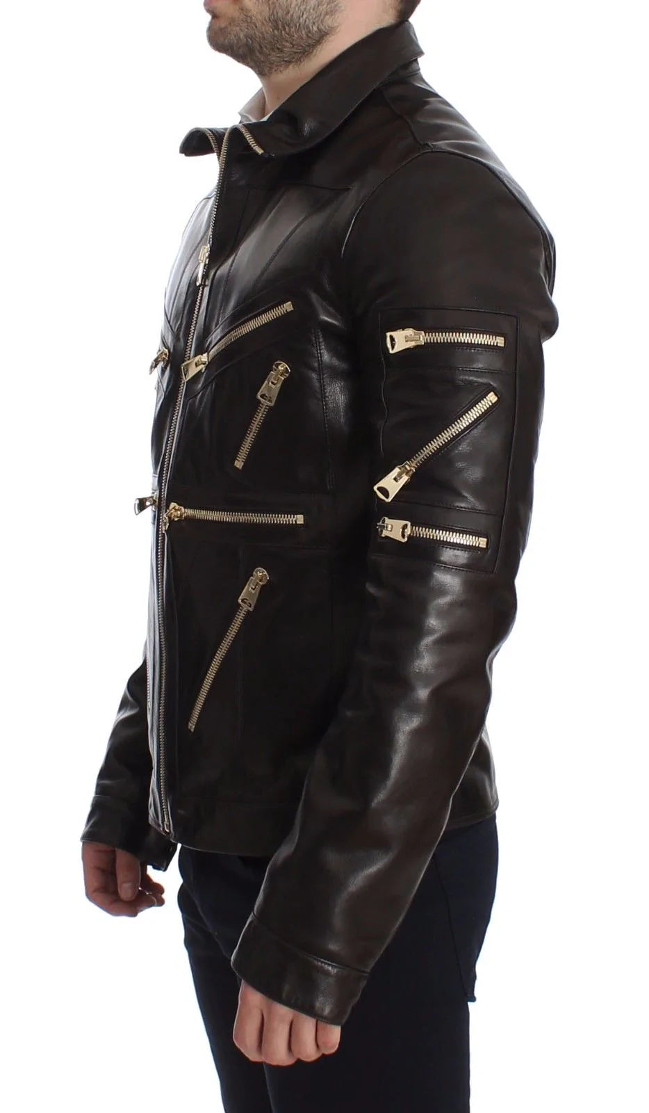 Dolce & Gabbana  Brown Lambskin Leather Zipper Jacket #men, Brand_Dolce & Gabbana, Brown, Catch, Dolce & Gabbana, feed-agegroup-adult, feed-color-brown, feed-gender-male, feed-size-IT44 | XS, feed-size-IT46 | S, feed-size-IT48 | M, Gender_Men, IT44 | XS, IT46 | S, IT48 | M, Jackets - Men - Clothing, Kogan, Men - New Arrivals at SEYMAYKA