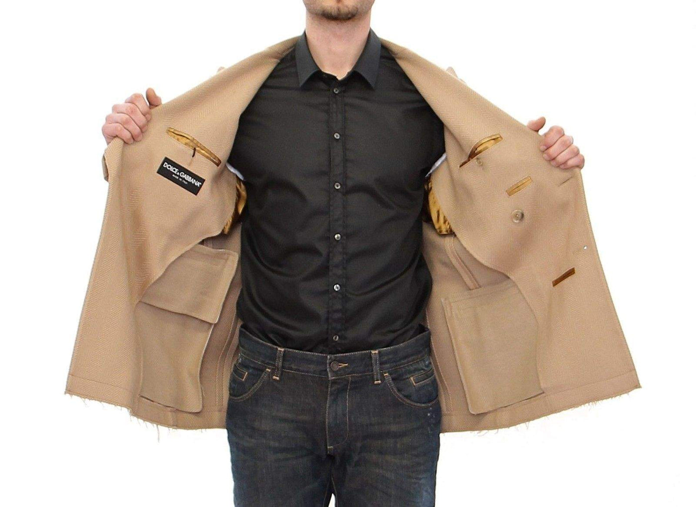 Dolce & Gabbana  Beige Double Breasted Coat Jacket #men, Beige, Brand_Dolce & Gabbana, Catch, Dolce & Gabbana, feed-agegroup-adult, feed-color-beige, feed-gender-male, feed-size-IT44 | XS, feed-size-IT46 | S, feed-size-IT50 | L, Gender_Men, IT44 | XS, IT46 | S, IT50 | L, IT52 | XL, Jackets - Men - Clothing, Kogan at SEYMAYKA