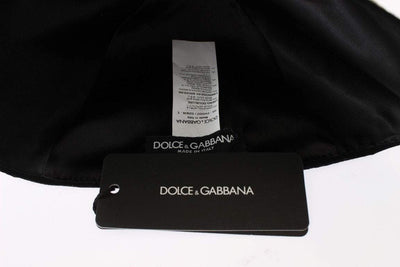 Dolce & Gabbana  Black Wool White Floral Gold Leaf Hat #women, Black, Brand_Dolce & Gabbana, Catch, Dolce & Gabbana, feed-agegroup-adult, feed-color-black, feed-gender-female, feed-size-OS, Gender_Women, Hats - Women - Accessories, Kogan at SEYMAYKA
