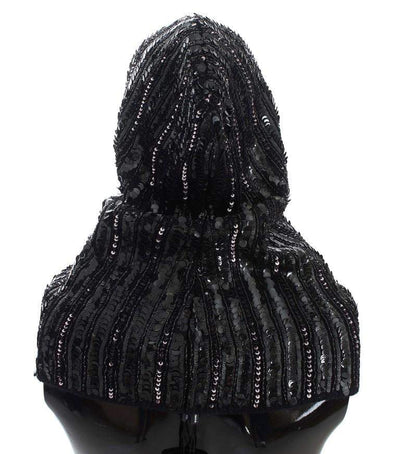 Dolce & Gabbana  Black Knitted Sequin Hood Scarf Hat #women, Black, Brand_Dolce & Gabbana, Catch, Dolce & Gabbana, feed-agegroup-adult, feed-color-black, feed-gender-female, feed-size-OS, Gender_Women, Hats - Women - Accessories, Kogan, Scarves - Women - Accessories at SEYMAYKA