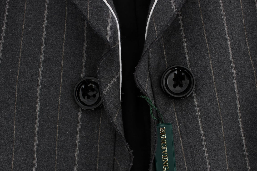 BENCIVENGA Gray Stretch Suit Sheath Dress & Blazer Set