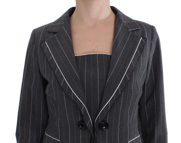 BENCIVENGA Gray Stretch Suit Sheath Dress & Blazer Set