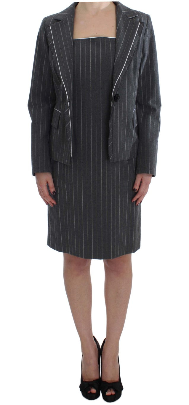 BENCIVENGA Gray Stretch Suit Sheath Dress & Blazer Set