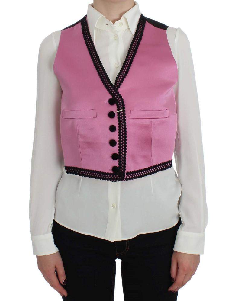 Dolce & Gabbana  Pink Silk Button Front Torero Vest Top #women, Brand_Dolce & Gabbana, Catch, Dolce & Gabbana, feed-agegroup-adult, feed-color-pink, feed-gender-female, feed-size-IT42|M, Gender_Women, IT42|M, Kogan, Pink, Tops & T-Shirts - Women - Clothing at SEYMAYKA