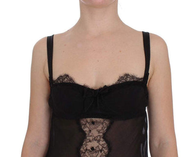 Dolce & Gabbana Black Silk Floral Lace Lingerie Top #women, Black, Dolce & Gabbana, feed-agegroup-adult, feed-color-Black, feed-gender-female, feed-size-IT2 | S, IT2 | S, Tops & T-Shirts - Women - Clothing, Underwear - Women - Clothing at SEYMAYKA