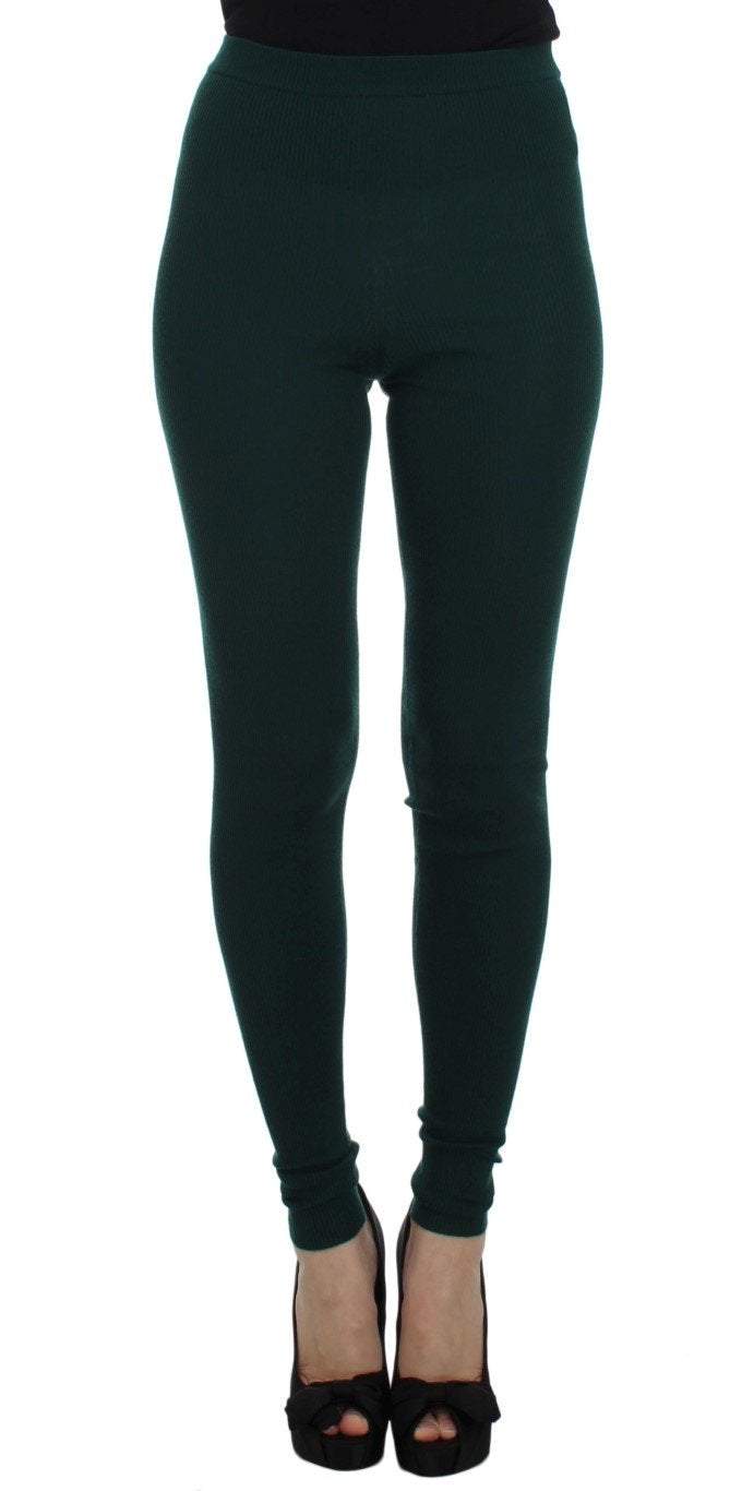 Dolce & Gabbana  Green Cashmere Stretch Tights Pants #women, Brand_Dolce & Gabbana, Catch, Dolce & Gabbana, feed-agegroup-adult, feed-color-green, feed-gender-female, feed-size-IT40|S, Gender_Women, Green, IT40|S, IT42|M, Jeans & Pants - Women - Clothing, Kogan at SEYMAYKA