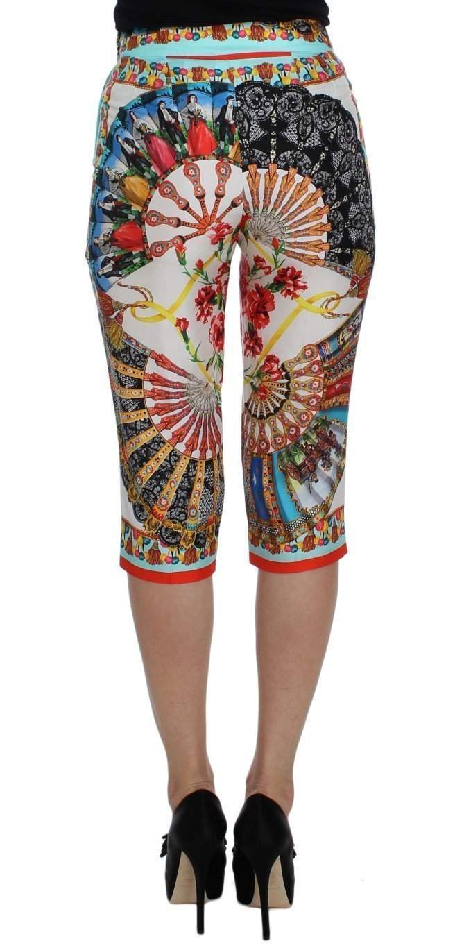 Dolce & Gabbana  Multicolor Majolica Sicily Silk Pants #women, Brand_Dolce & Gabbana, Catch, Dolce & Gabbana, feed-agegroup-adult, feed-color-multicolor, feed-gender-female, feed-size-IT38|XS, Gender_Women, IT38|XS, Jeans & Pants - Women - Clothing, Kogan, Multicolor at SEYMAYKA